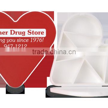 USA Made Heart Pill Box - exclusive heart design with seven pill compartments and comes with your logo