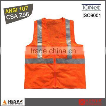 ANSI107 CLASS 2 Men's two vertical reflective tape hi vis safety reflective vest