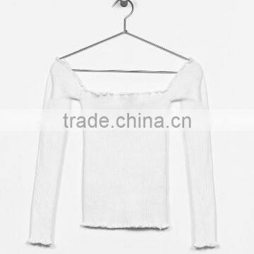 Wholesale Fully Fashioned Acylic Stylish Long Sleeve off the Shoulder Tight Sweater for Women photo-5
