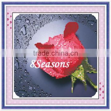 Handmade Red Flower Pattern Embroidery Diamond Painting DIY Kit Cross Stitch For Living Room 34cmx5cm