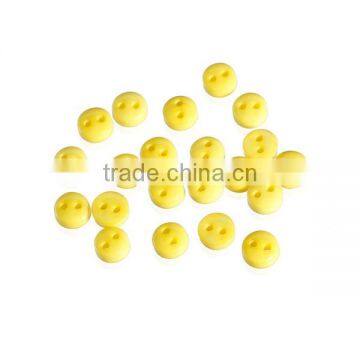 Resin Sewing Buttons Scrapbooking 2 Holes Round Yellow 6mm Dia