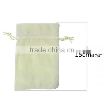 Velvet Jewelry Bags Drawstring Rectangle Off-white 15cm X10cm photo-2