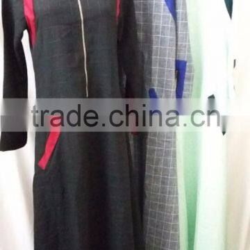 black check casual sunshine hemp muslim dress/ muslim islamic fashionable abaya kaftan dresses/fancy dl islamic muslim dress