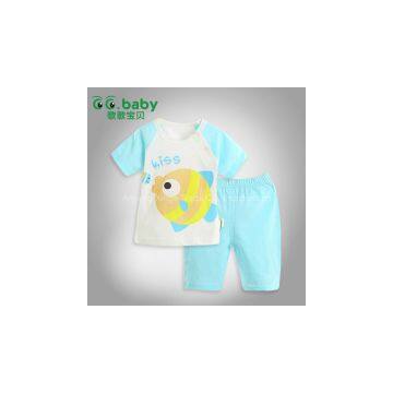 2015 Cute 100%Cotton Summer Baby Clothing Set,Babies Suits,Baby Boy Girl Clothes Sets,Blue Newborn Vest+Shorts Pants Infant Suits