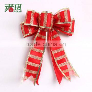 Nuoqi five gold cloth 20cm double red Christmas tree decorations bow pendant 10g