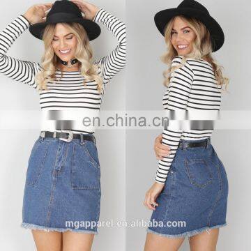 Wholesale jean skirts dark wash short denim women skirt