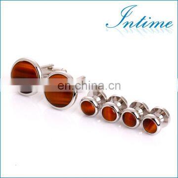 TIGERS EYE CUFFLINK SET FORMAL SET IN SILVER photo-2