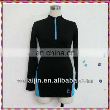 Zipper open collar ladies sports training shirt