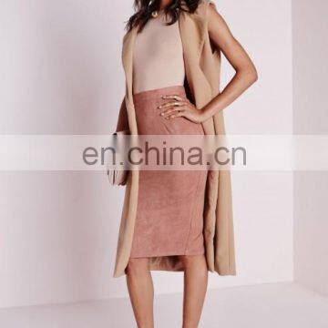 Mauve Faux Suede Midi Skirt , Bodycon Skirt , Tight Skirt Pattern photo-2