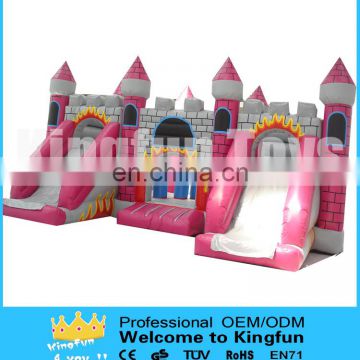 Giant pink castle with slide/inflatble castle combo