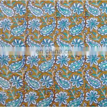 Indian Cotton Block Printed Fabric Paisley Print Handmade Natural Fabric from India / Fabric / 100% Cotton Fabric