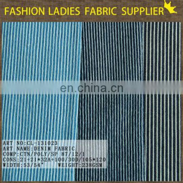 2015 hot sell cheap denim fabric CTN/SP raw denim fabric Yarn Dyed denim fabric tea