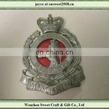 custom high quality metal badges / emblems with lion crown logo