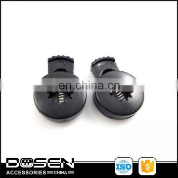 Black color garment accessories more credit cord plastic stoppers made in china lower price high quality