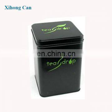 Custom printed black food grade square tea metal tin box for packaging