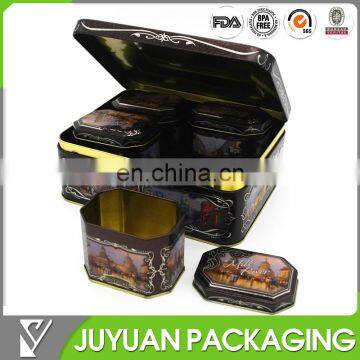 2015 top design square octagonal tea tin can for sale