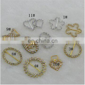 Grade A Rhinestone Heart Buckles Wedding Ribbon Slider 25mm Bar photo-2