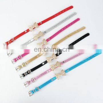 High-grade PU Collar Rhinestone Bow Pet Collar photo-7