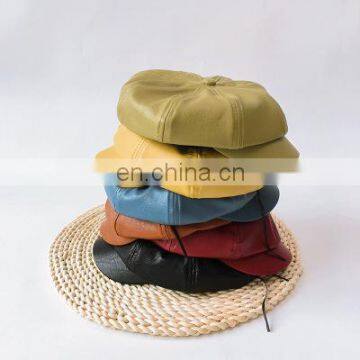 Children's Beret Autumn and Winter Girls Octagonal Hat British Retro Leather Hat Baby Painter Hat Boy Pumpkin photo-2