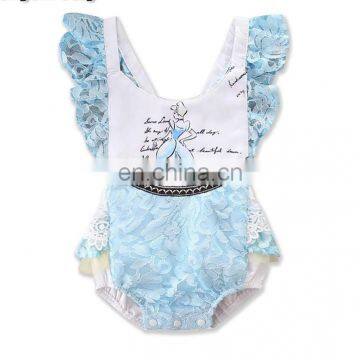 Infant Baby Girls Cartoon lace Bodysuit Girls Romper Jumpsuit Cute Headband Outfit Baby Clothes free ship