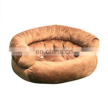 Eco-friendly dog or cat pet bed short plush coffee color pet sofa bed