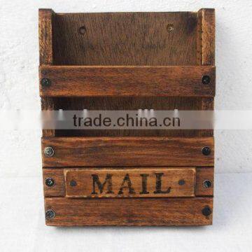 Custom antique solid wooden mail rack,wood mail holder