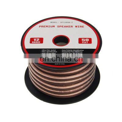 Frosted Flexible Transparent Red 12AWG Speaker Cable 50ft