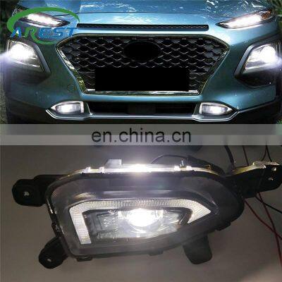 Carest 1Set Fog lamp For Hyundai Kona 2017 2018 2019 2020 Yellow Turn Signal Function Car DRL Lamp LED Daytime Running Light