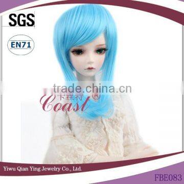 middle length cutie light blue straight bjd doll wig