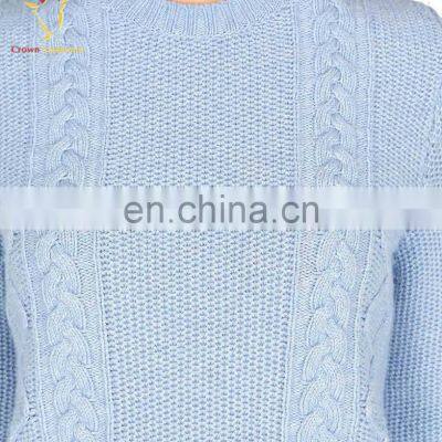 Women Knitted Cashmere Wool Cable Pullover Sweater photo-5