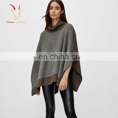 Women Winter Knitted Cashmere Poncho,Turtleneck Poncho for Women