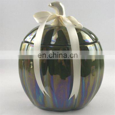 Halloween Ceramic Pumpkin Shape Cookie Candy Jar With Lid
