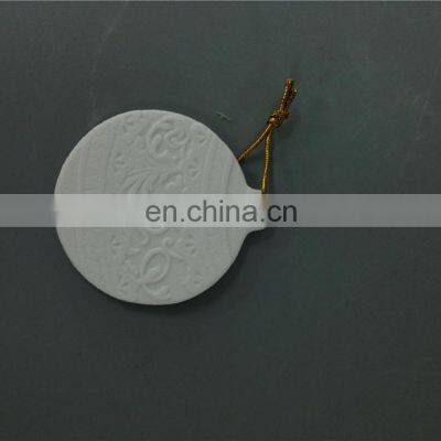 Round Spindle Tree Shape Craft Blank Porcelain Christmas Ceramic Ornament photo-3