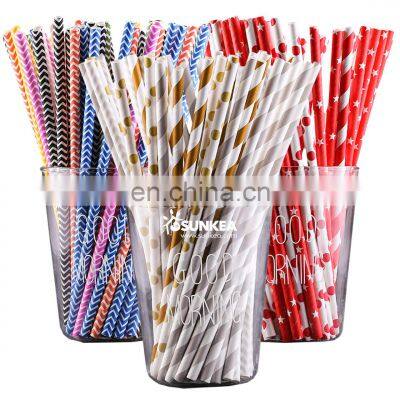 Food grade straws Creative Mixed Drinking paper straws birthday party decoration