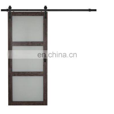 glass insert wood interior door/ tempered glass door sliding doors