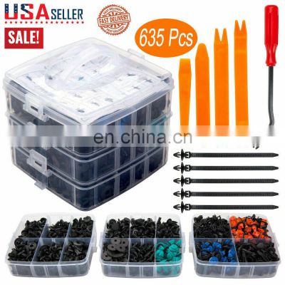 Factory direct sales 635Pcs Car Push Retainer Clips&Auto Fasteners Assortment Clips Rivet Bumper Screw Buckle Fender Rivets Kit