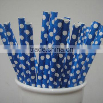 wholesale polka dot paper drinking straws 25pcs blue