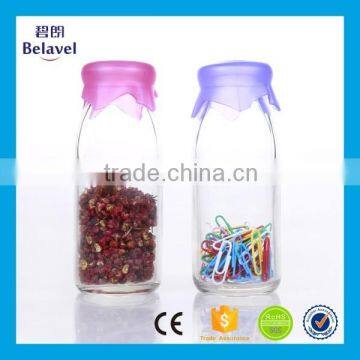 Food Grade 250ml Beverage Juice Bottle Glass Milk Bottle With Silicone Cap
