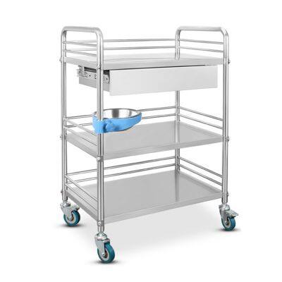 All Stainless Steel Nursing Cart Medical Equipment Emergency Trolley