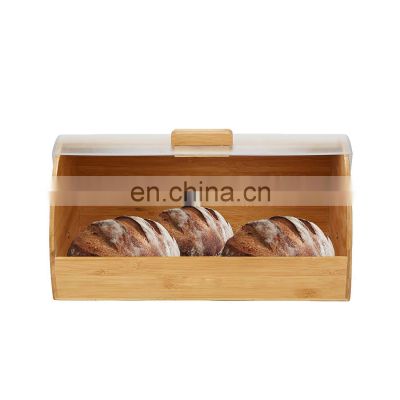 Bamboo Bread Box Acrylic Cover Kitchen Household Goods Organizer Storage Box Pantry Organizer Kitchen & Tabletop