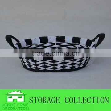 handmade oval paper rope storage basket