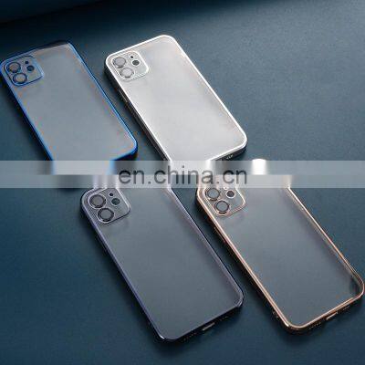 Wholesale Soft TPU  Electroplate Clear with camera protecting mobile phone case for iPhone 12 ProMax