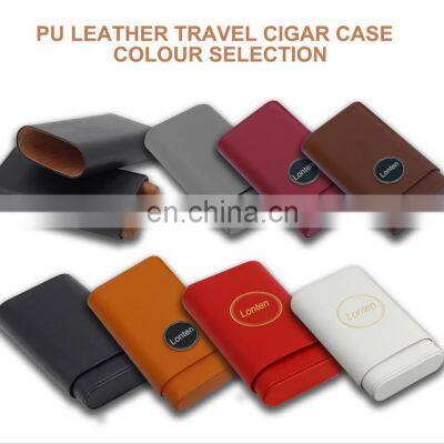 Hot Sale Custom Logo New design 3 Finger PU Leather Travel Case Cigar humidor box for 3 cigars