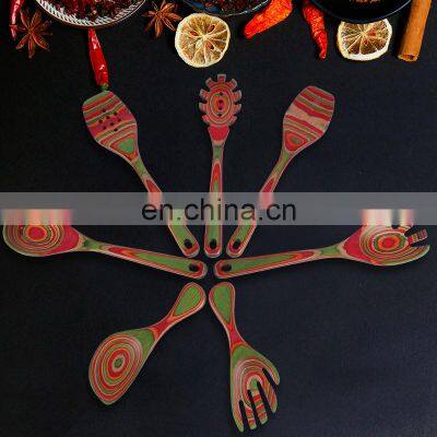 7Pcs Premium Natural Wood Slotted Spatulas Spoons Set Utensils For Cookware Kitchen Cooking photo-4