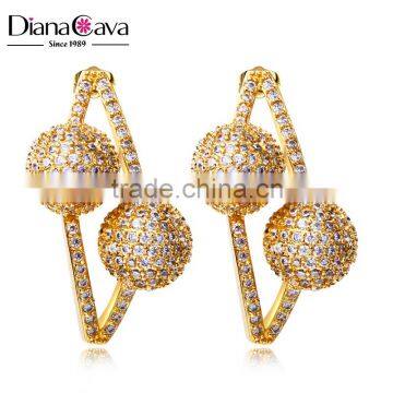 Unique Ball Design Micro Pave Setting America Market Fashion Costume Jewelry Earrings