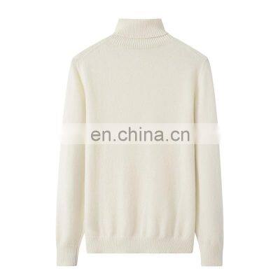 Custom Logo 100% Cashmere Women's Turtleneck Sweater Solid Pattern Jumpers With Front Logo Casual Winter Wear photo-3