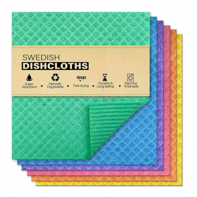 Eco-Friendly Kitchen Wet Washing Sponge Cloth 30% Cotton and 70% Wood Pulp Cellulose Biodegradable Sponge for Kitchen Cleaning