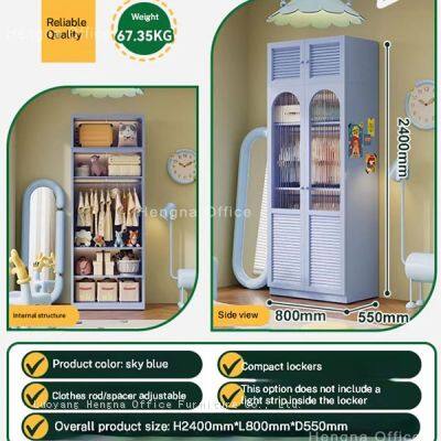 Multi-functional Metal Wardrobe for Student Dormitories, Durable Space-saving Steel Locker With Reinforced Hanging Rods photo-2