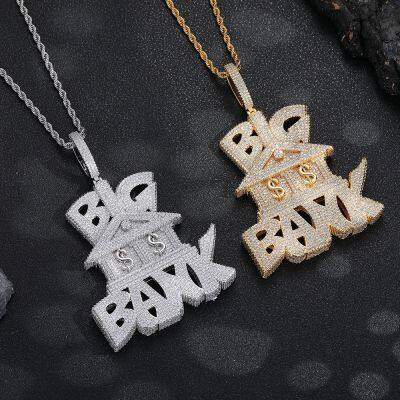 Hip Hop 3A+ CZ Stone Paved Bling Iced Out Dollars Money Sign Big Bank Pendant Necklaces for Men Rapper Jewelry Gold Silver Color photo-2