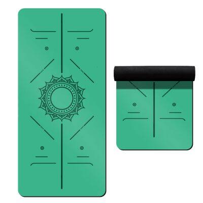 Natural Rubber Yoga Mat With Professional Alignment Lines, Non-Slip PU Surface, Ideal for Women’s Home Practice